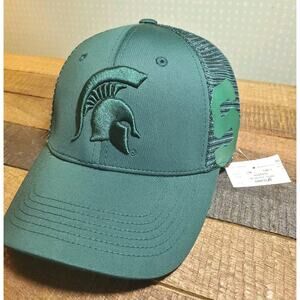 Michigan State Spartans Green Fitted Top Of The World Men's Embroidered Hat Cap